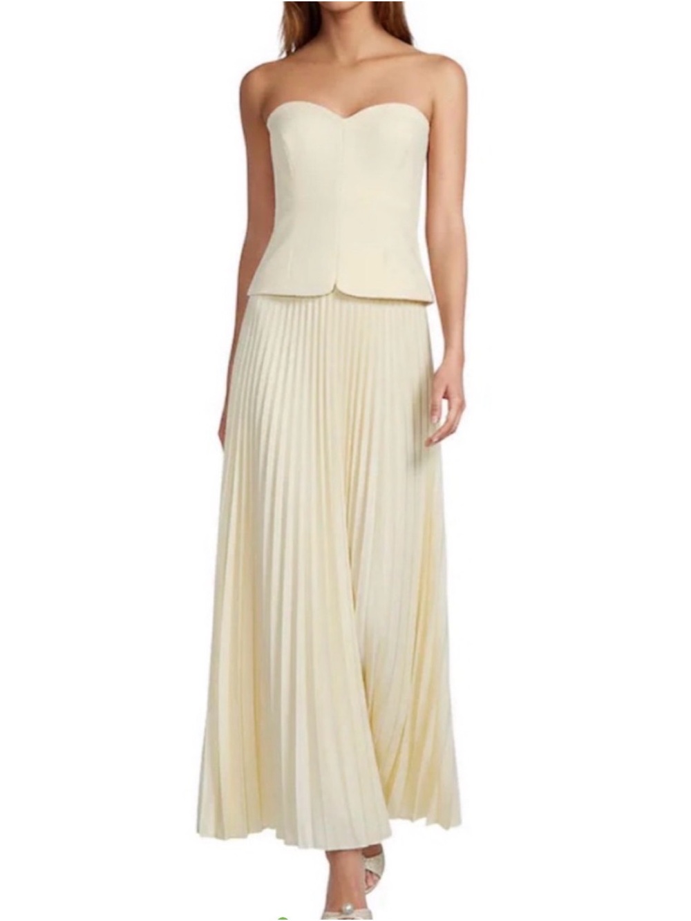 ANTONIO MELANI Strapless Pleated Maxi Dress in Cream
